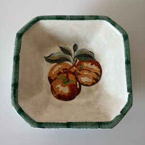 HiMark Tre Ci Italy 8.25” Square Pasta Serving Bowl Peaches Small Fruit Bowl